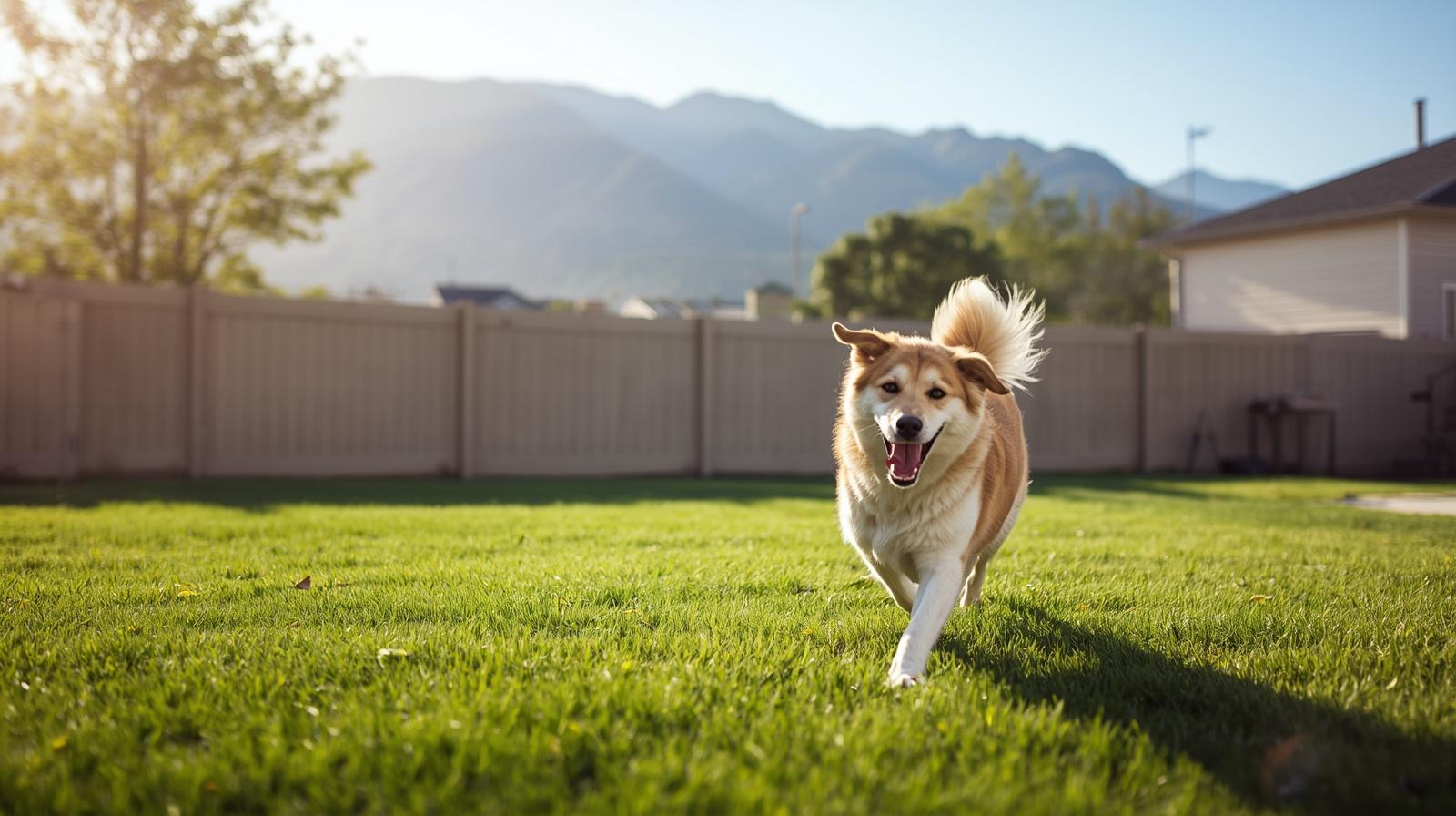 dog playing in an ogden, utah backyard